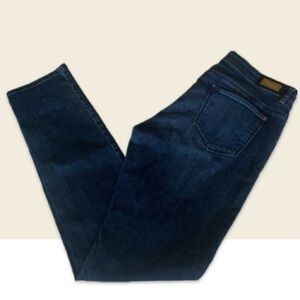 Mexx Metropolitan Jeans Skinny Dark Wash 5 Pocket Gold Tone Metal Logo Size 42